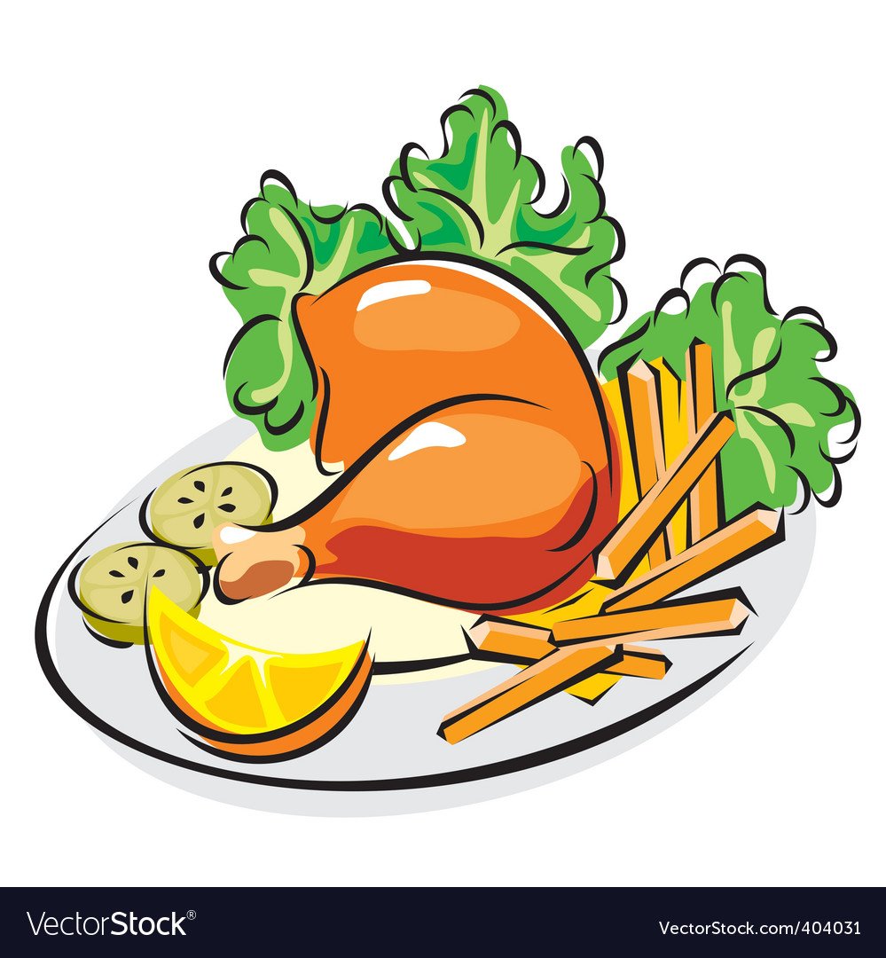 Тарелка с куриными ножками и овощами