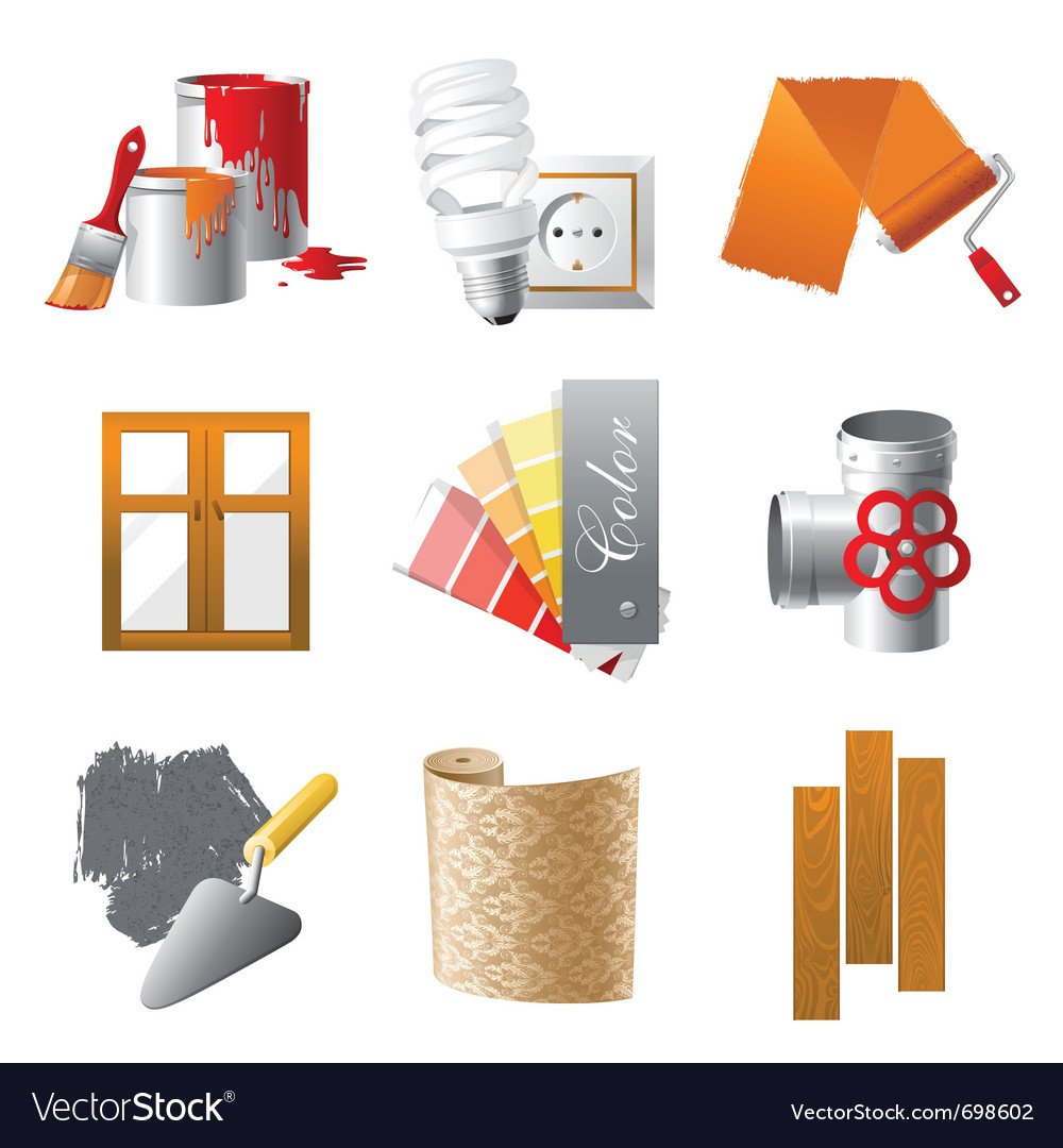 Стройматериалы на белом фоне