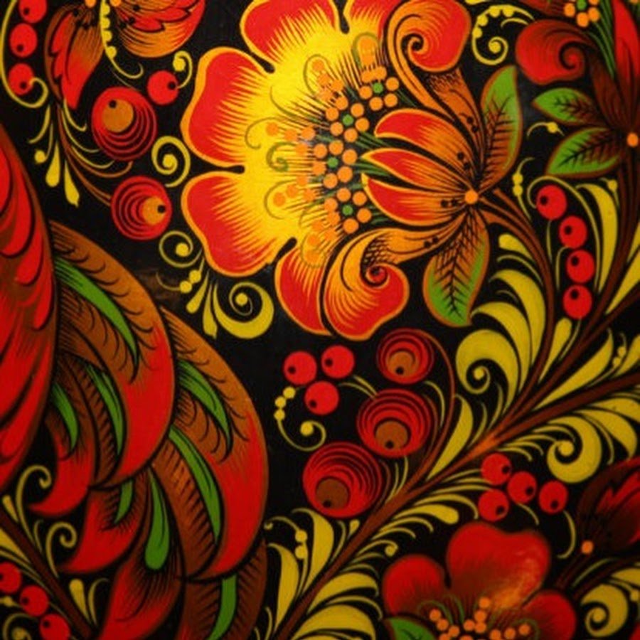 Хохломская роспись "Кудрина" бабочки