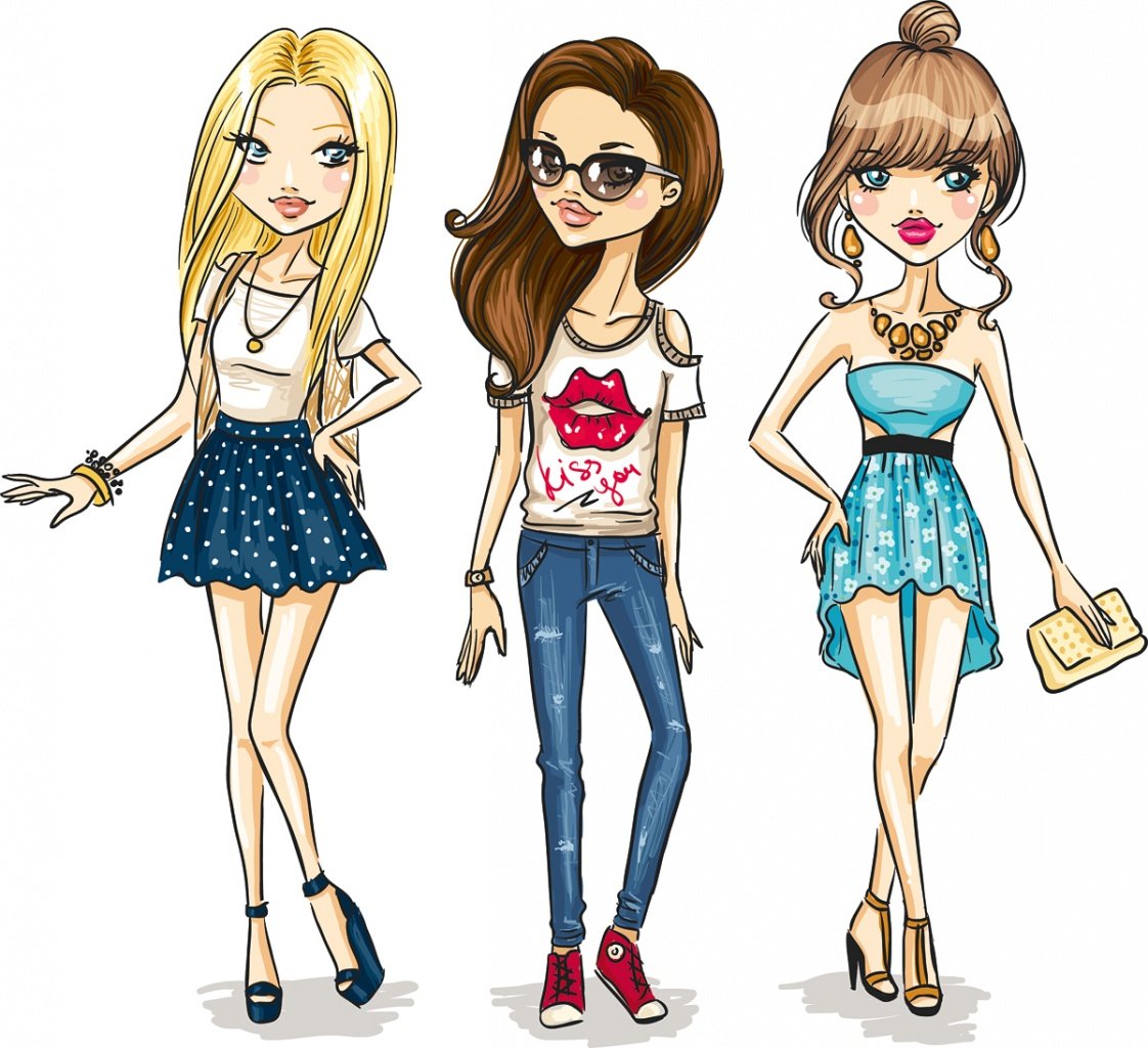 Красивые модные мультяшные девочки