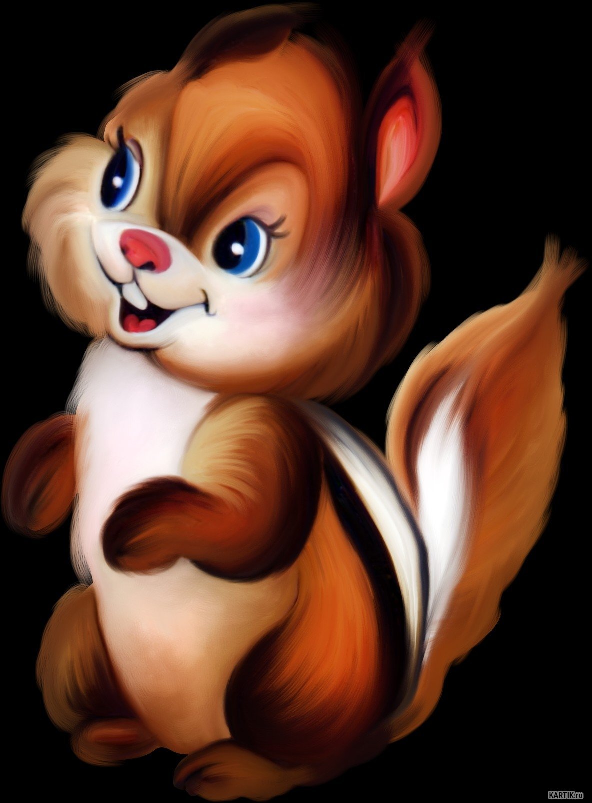 Белочка мультяшная на прозрачном фоне