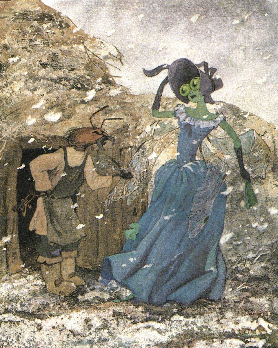 Кузнечик и муравей муравей