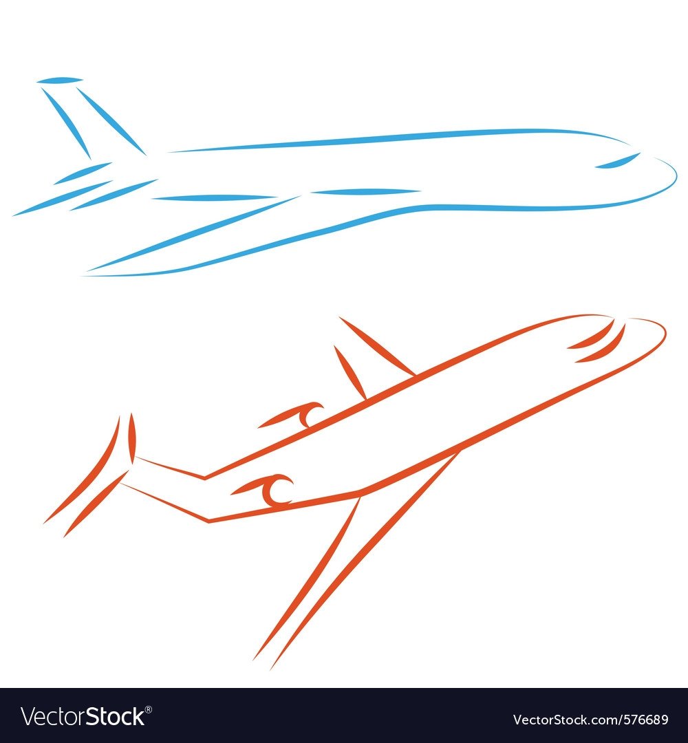 Самолет в небе карандашом