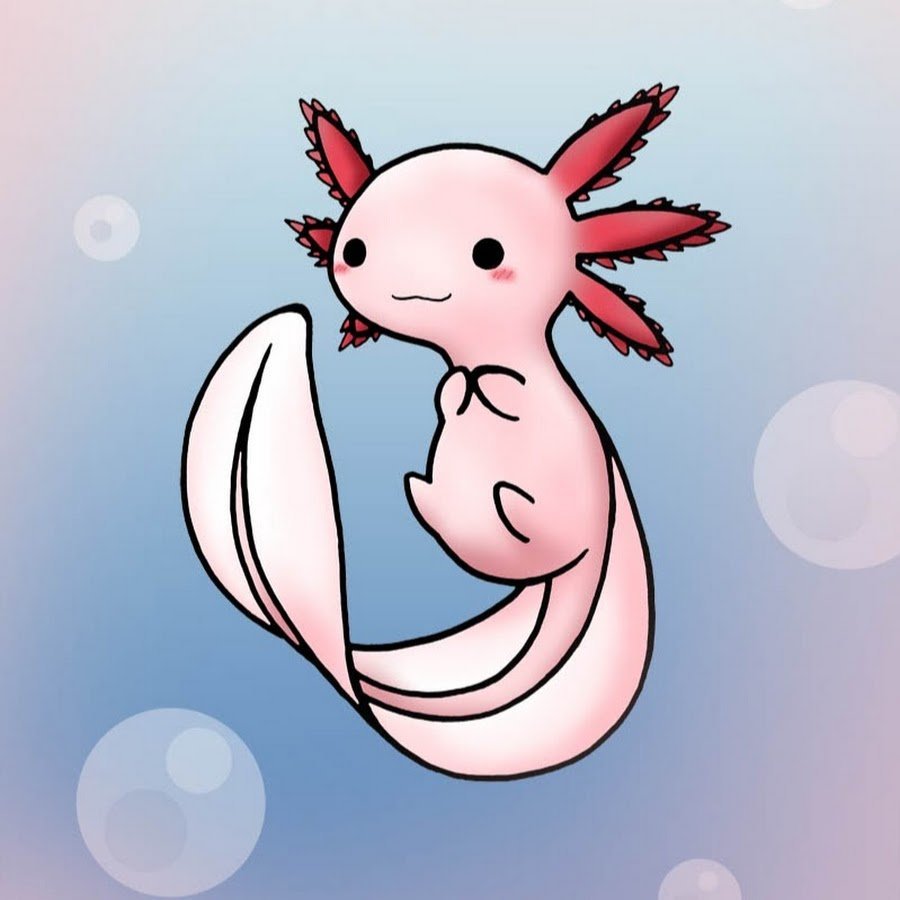 Мексиканская саламандра аксолотль прозрачный светящийся