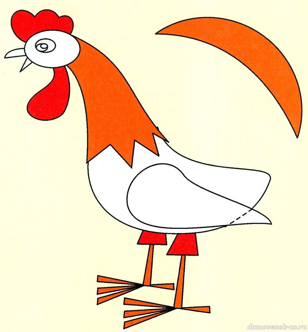 Аппликация петушок из бумаги