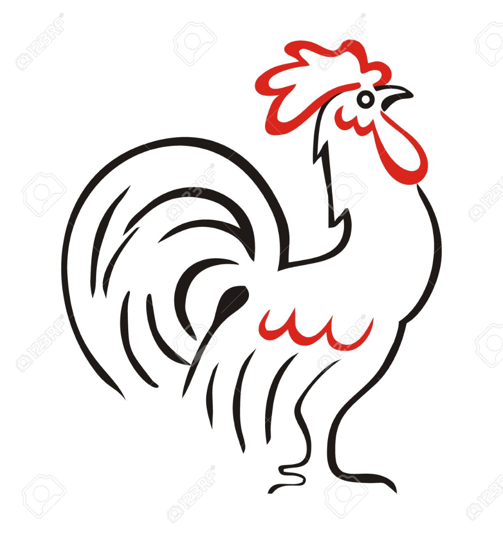 Контурное изображение петуха