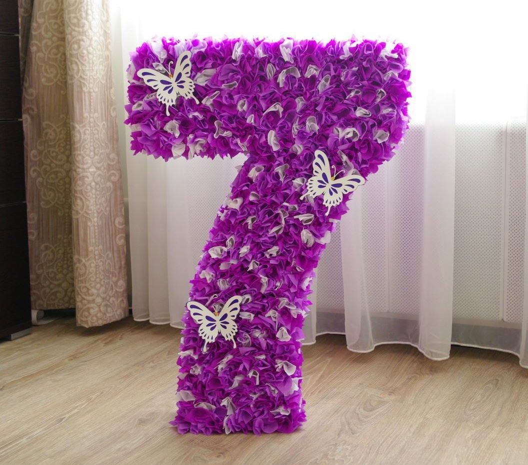 Цифра 7 из салфеток