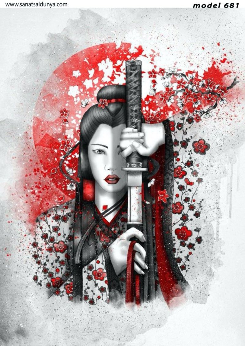 Женщина Самурай харакири арт