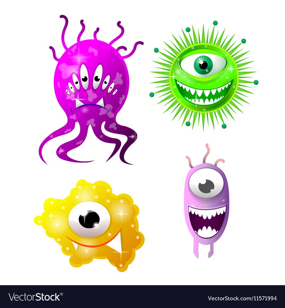 Мультяшные микробы и бактерии