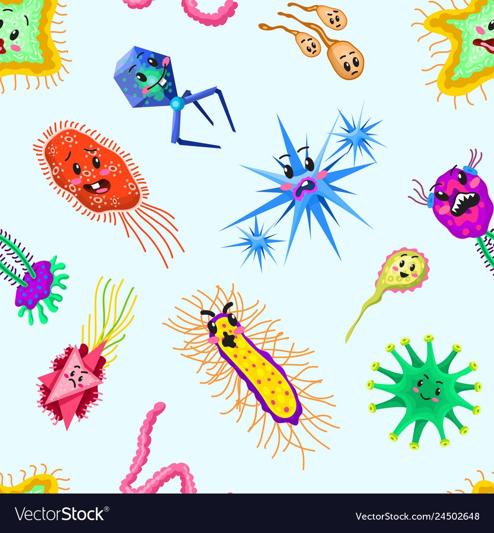 Микробы вирусы и бактерии цветные