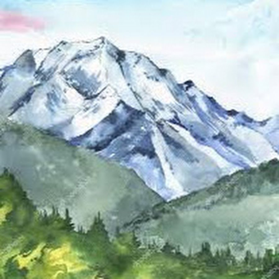 Горы акварель абстракция