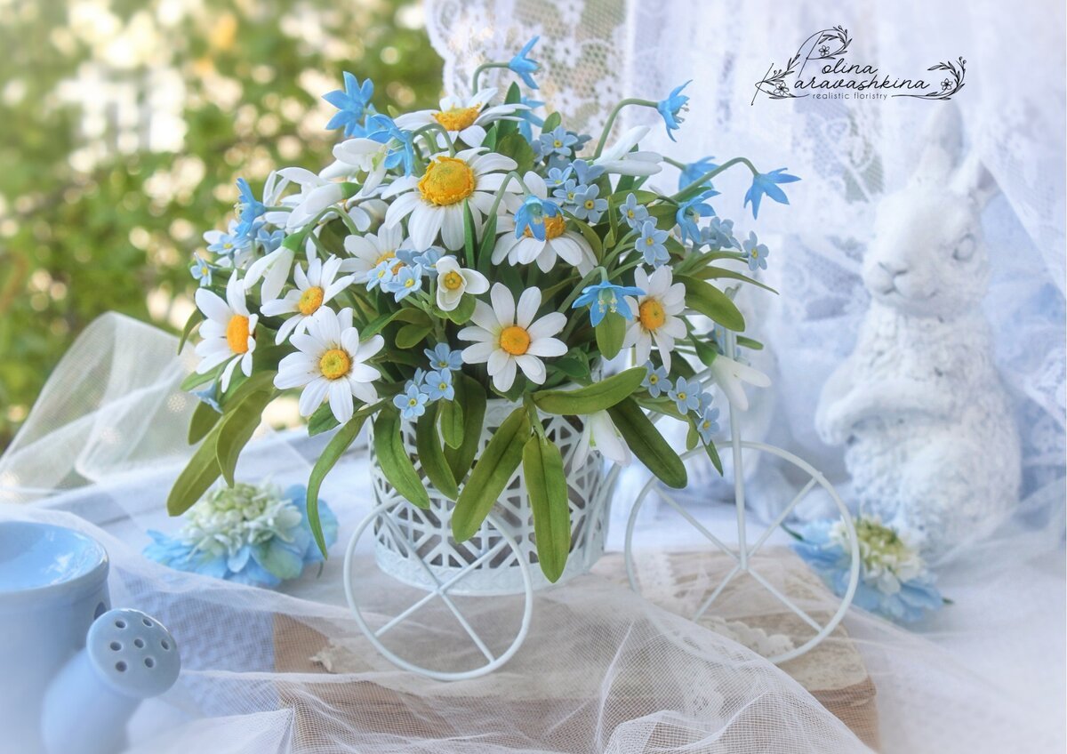Ромашки и незабудки в букете