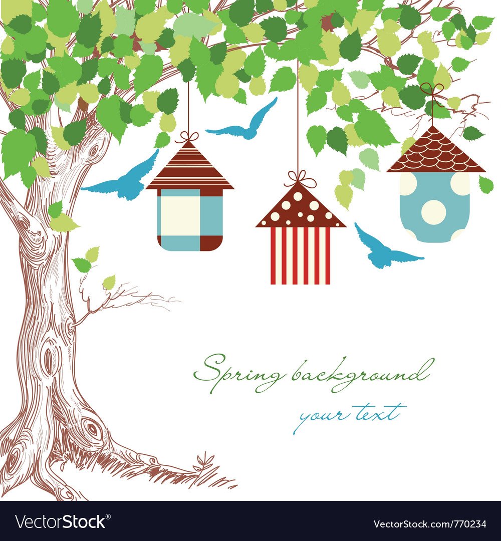 Скворечник на дереве вектор