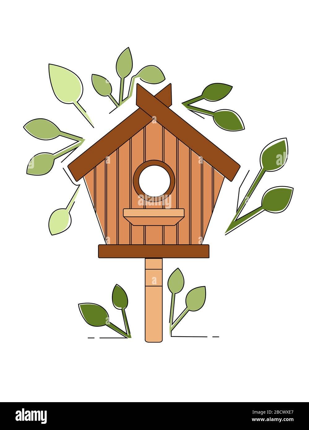 Весеннее дерево со скворечником