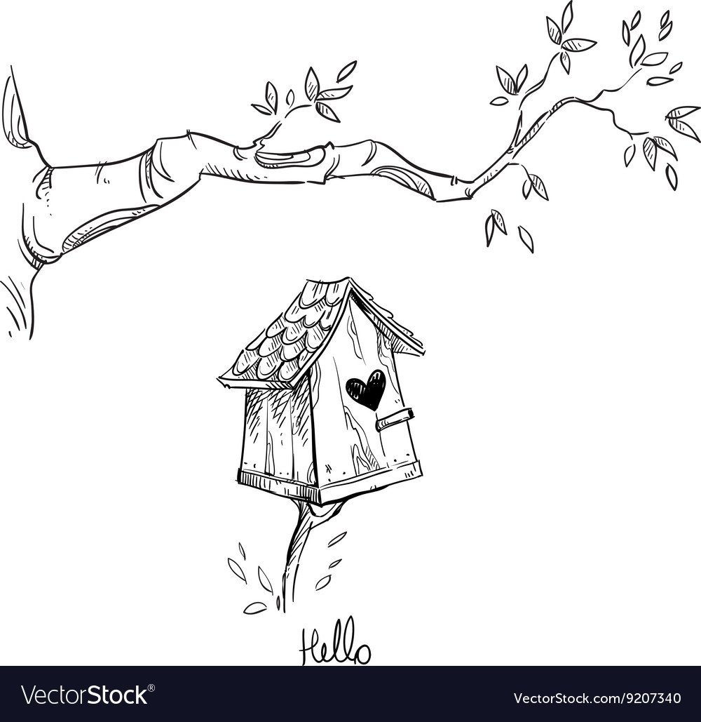 Весеннее дерево со скворечником