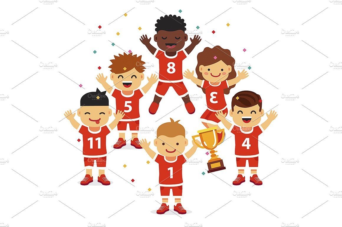 Футбольная команда на белом фоне