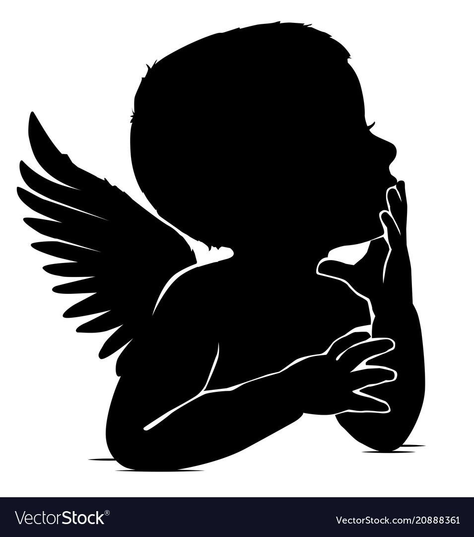 Силуэт ангелочка с крыльями