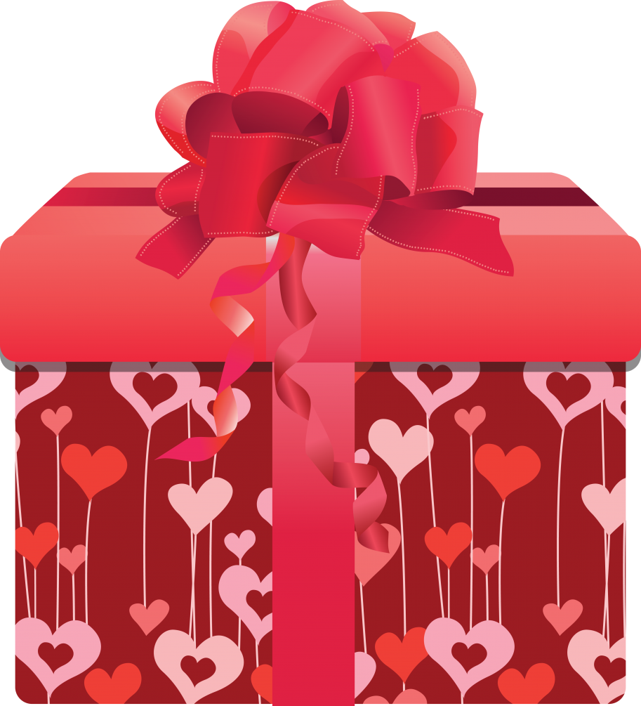 На прозрачном фоне праздничный подарок