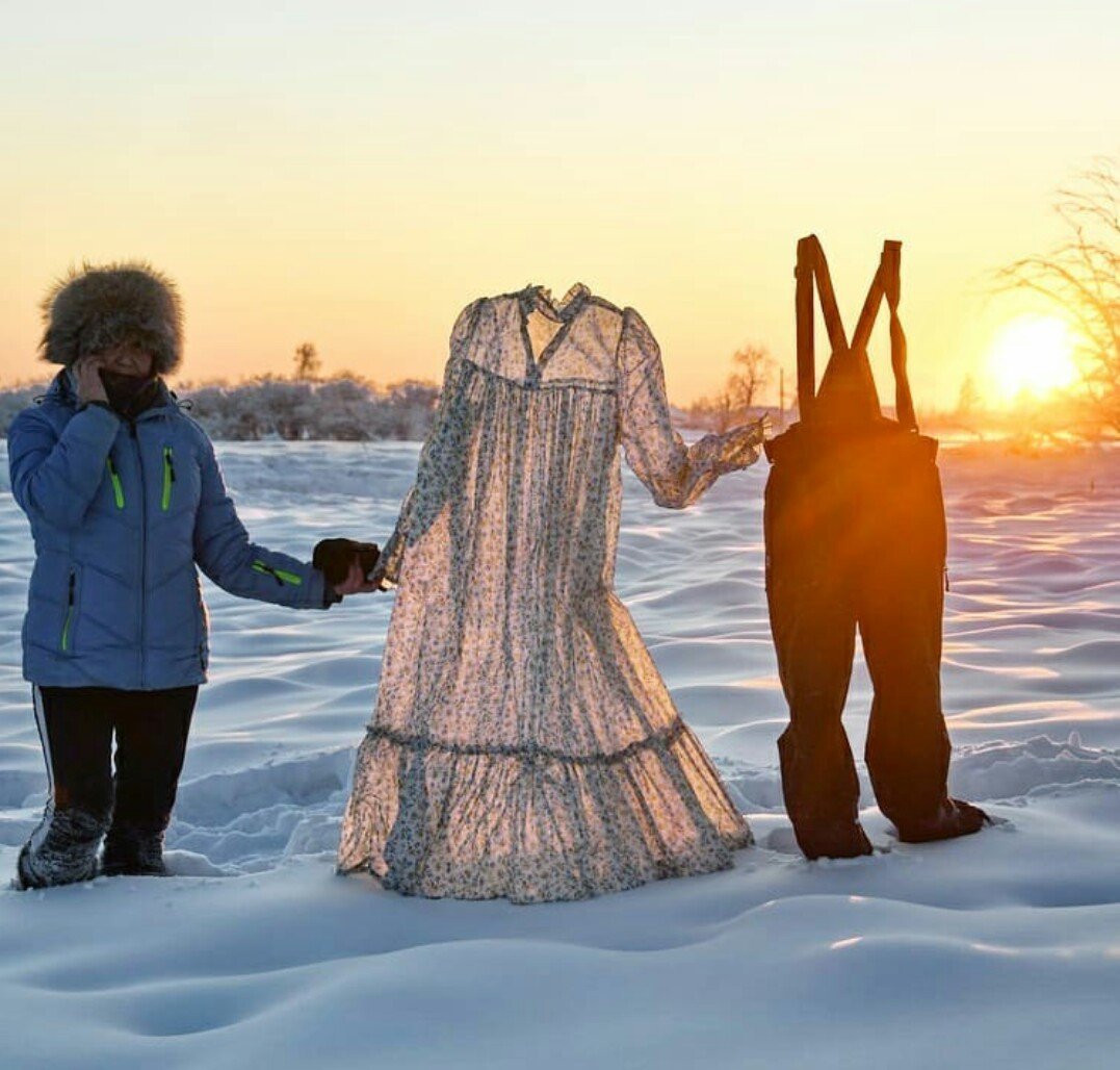 Застывшая на морозе одежда