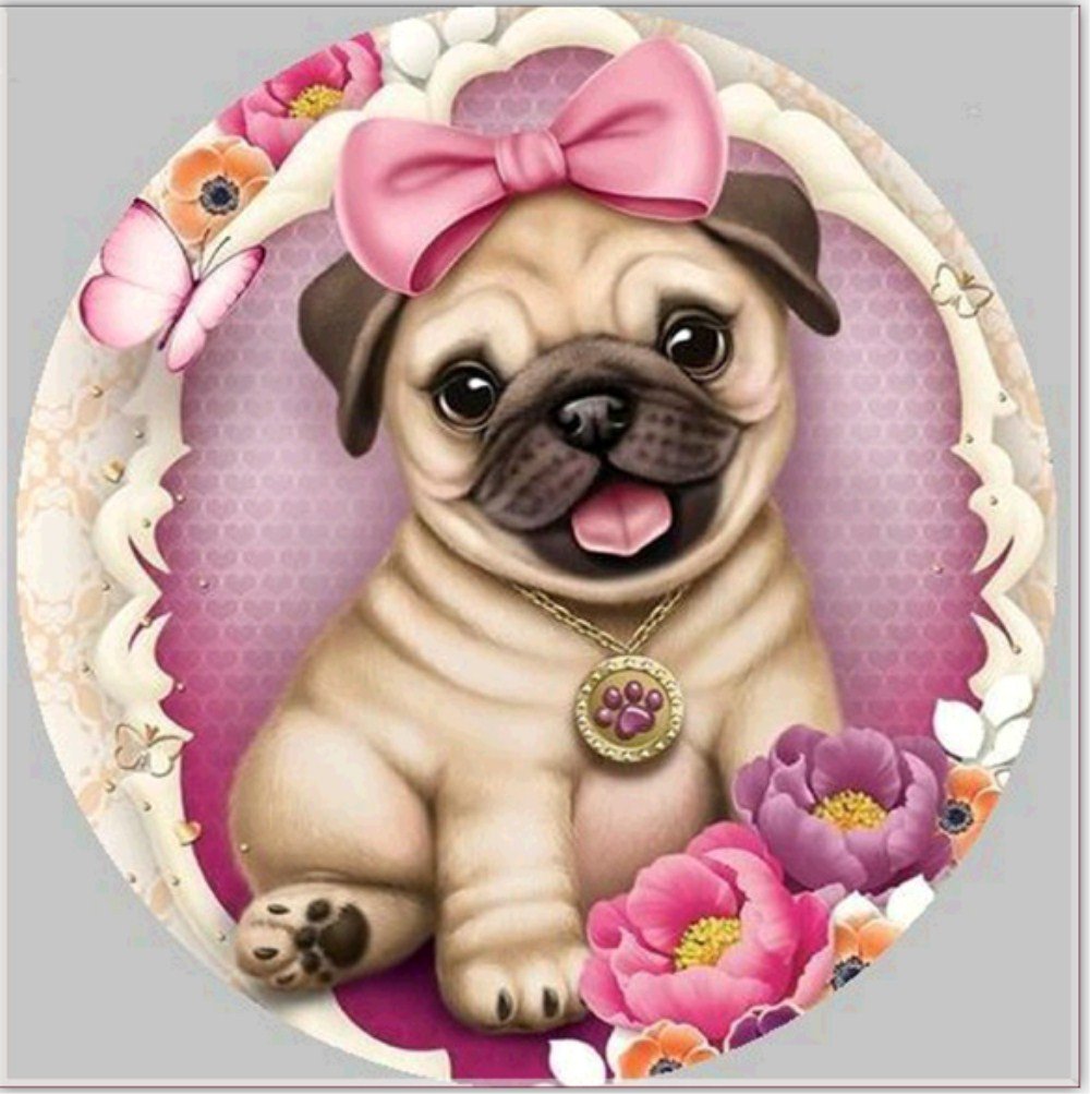 Мопс алмазная мозаика 30x40
