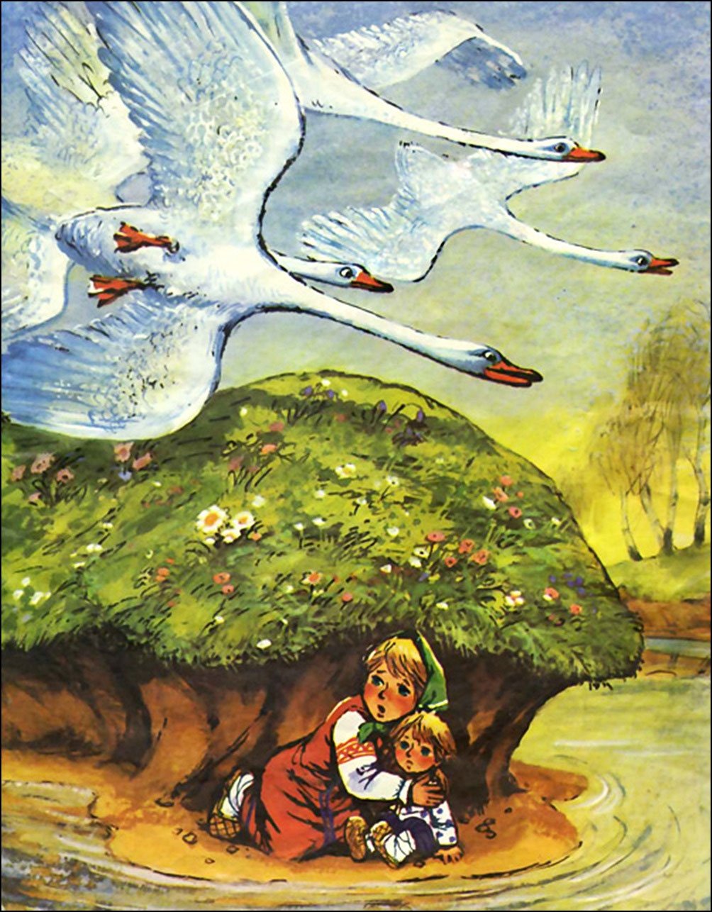 Васнецов гуси лебеди