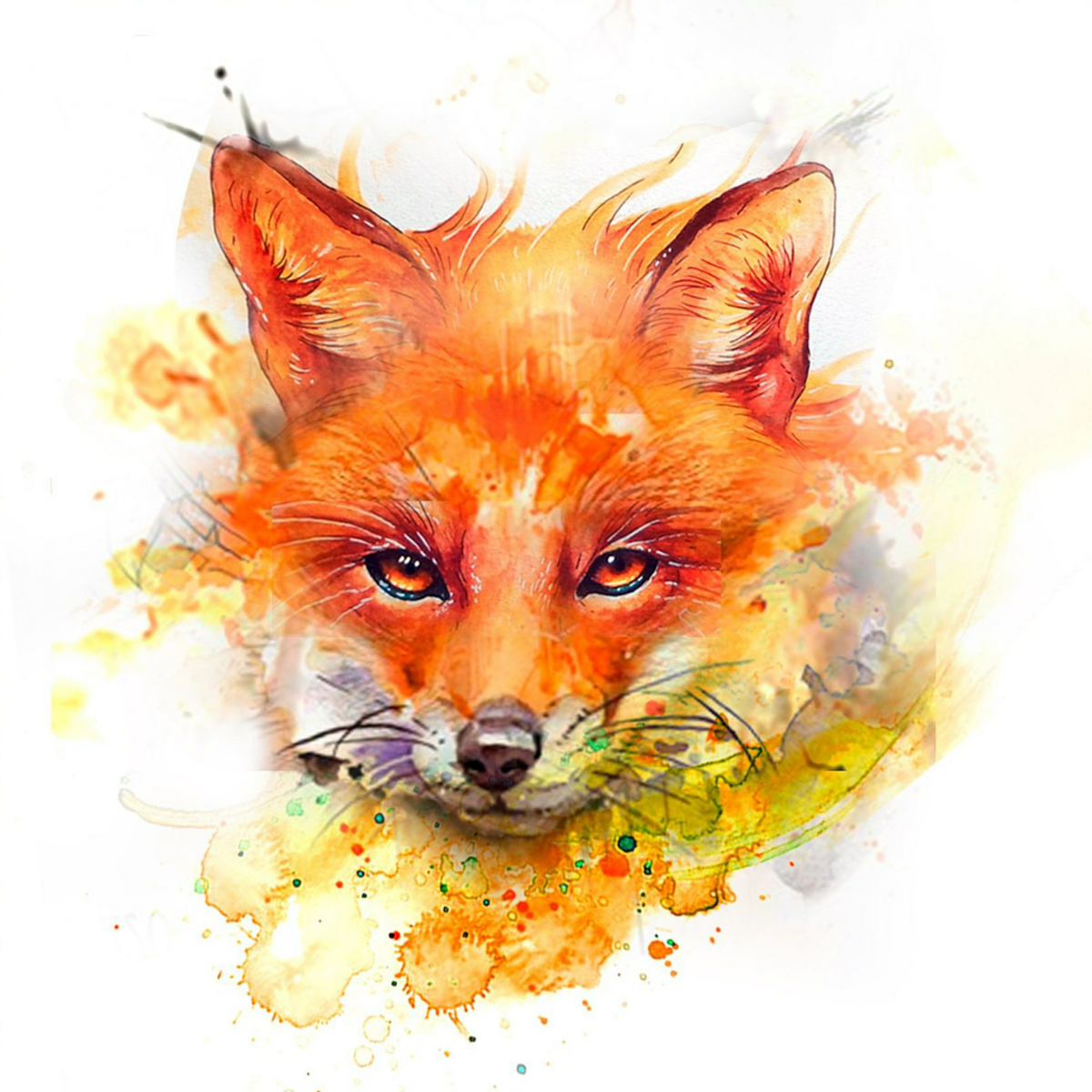 Лисы акварелью