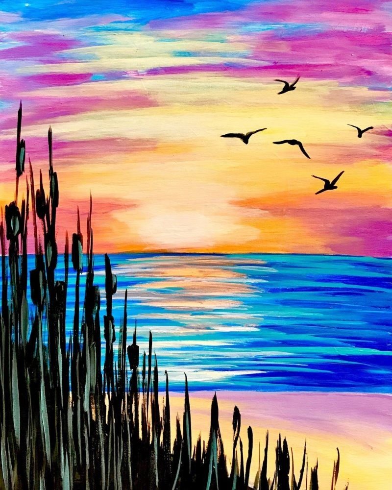 Пейзаж гуашью