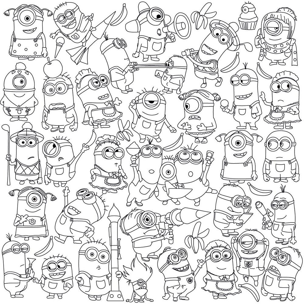 Раскраски антистресс Миньоны