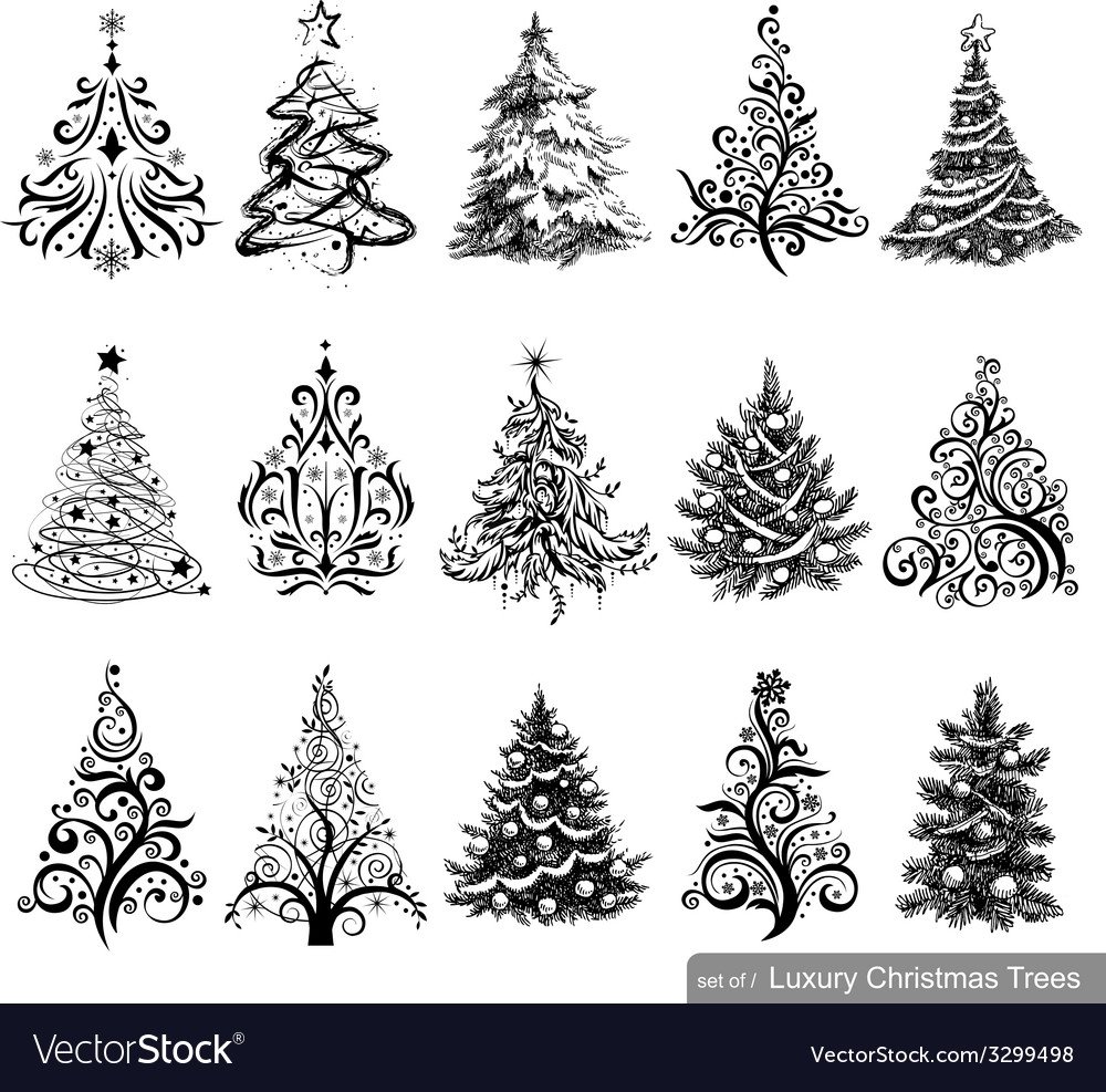 Елочка черный контур