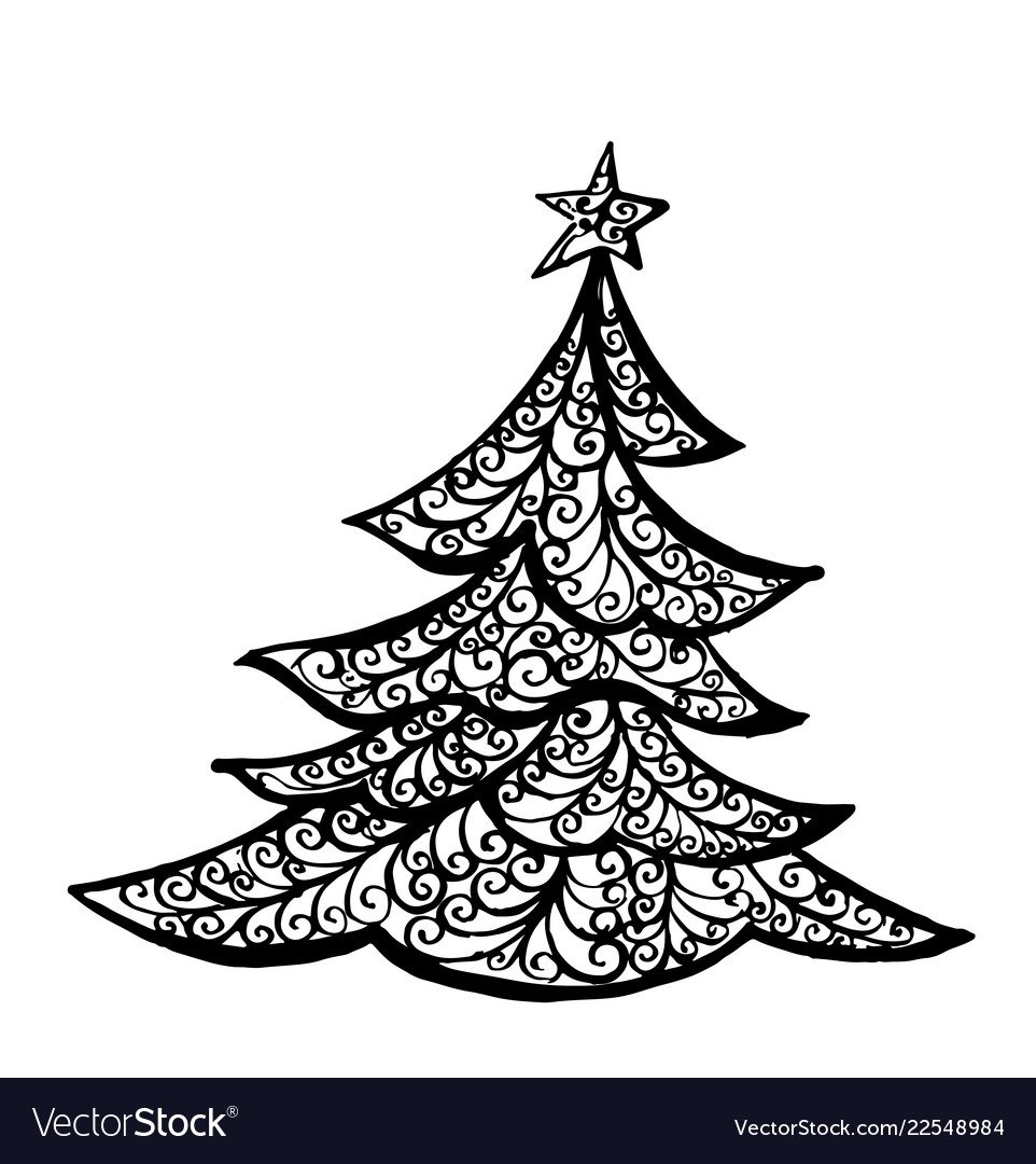 Эскиз елки для рисования