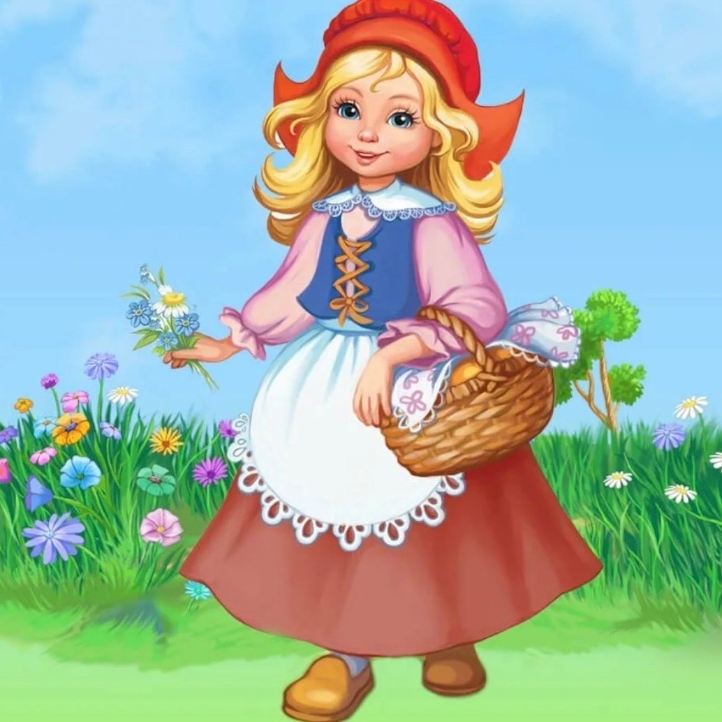 Детский фон для фотошопа про красную шапочку и снегурочку