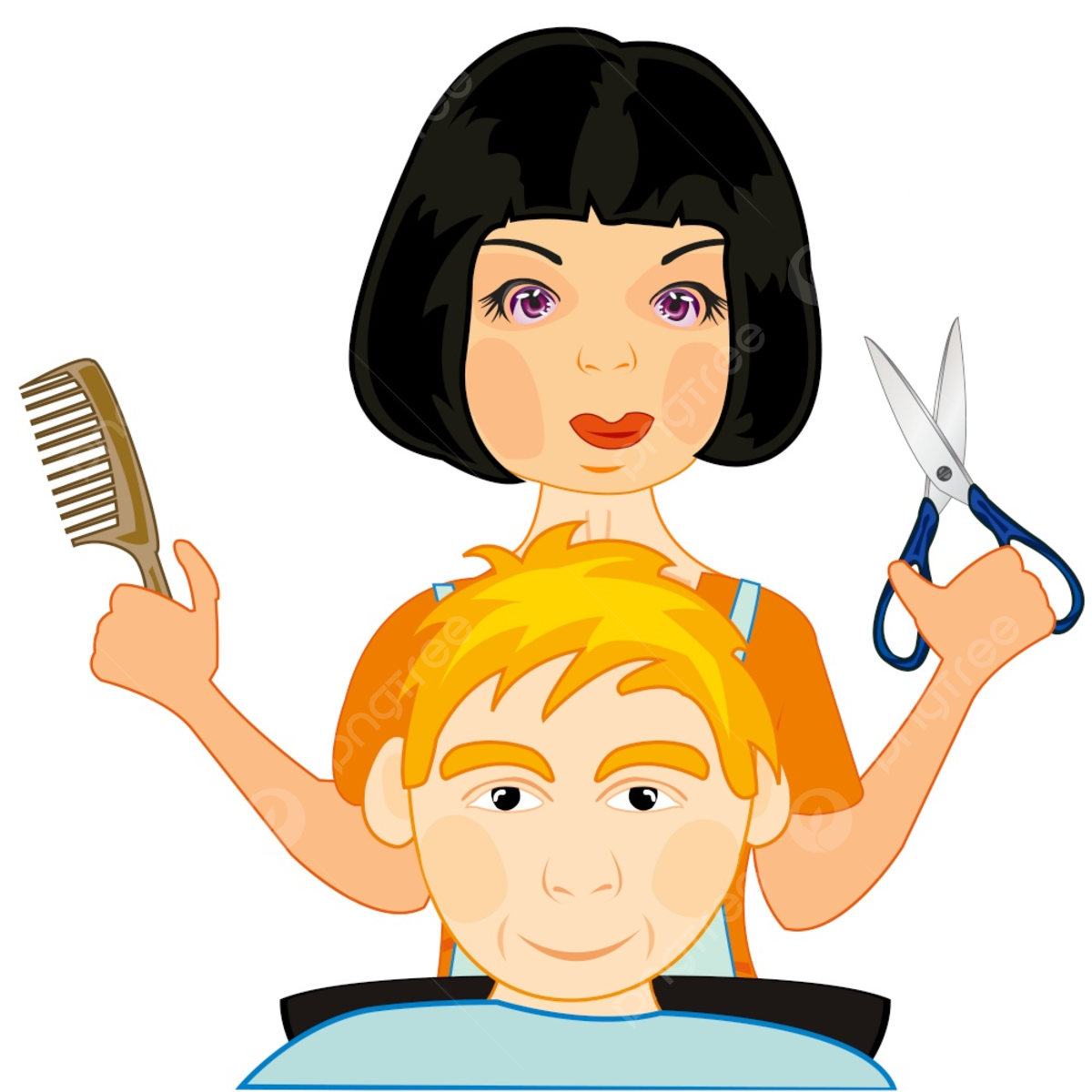 Ученица парикмахер на белом фоне