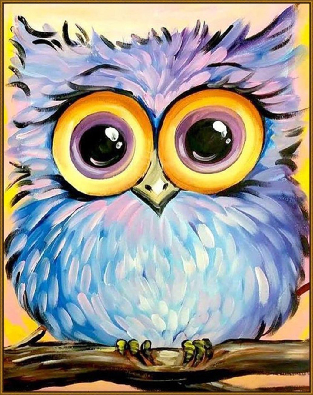Сова гуашью
