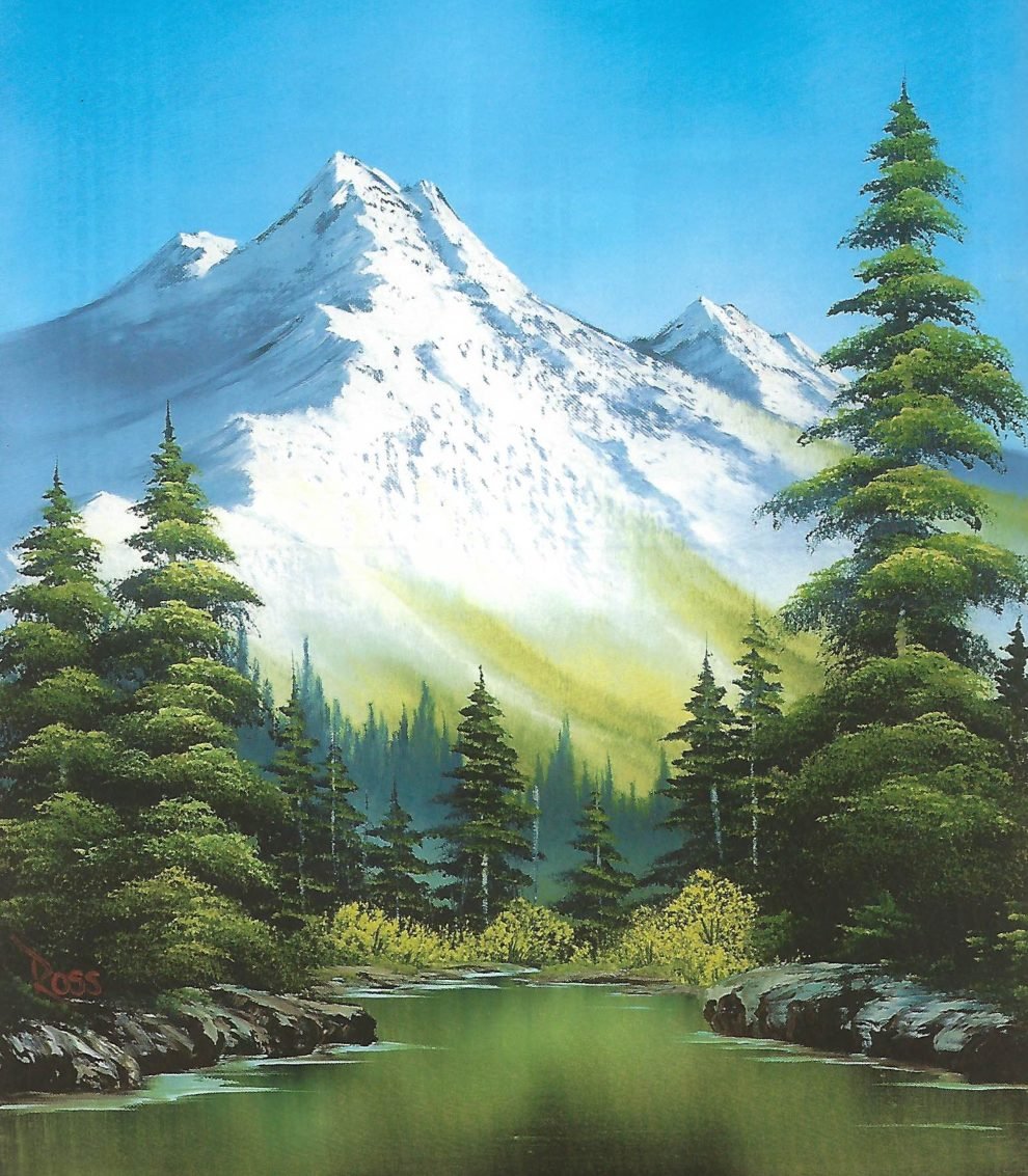 Живопись. Bob Ross, "Горная река"