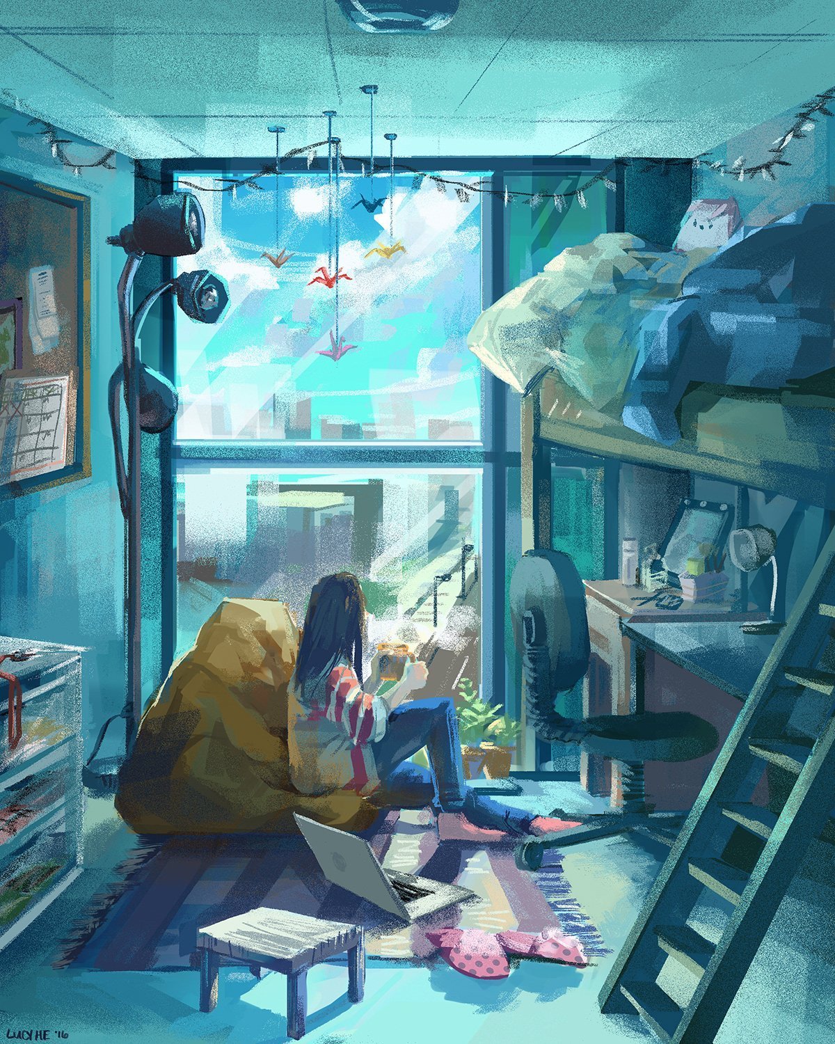 Комната с компьютером арт