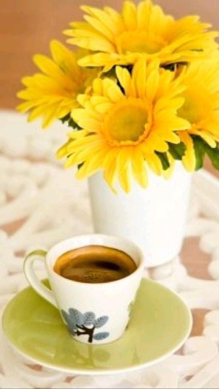 Утро кофе Подсолнухи