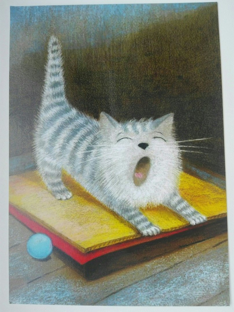 Прикольный кот пастелью