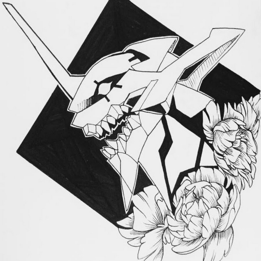 Евангелион ева 01 черно белый