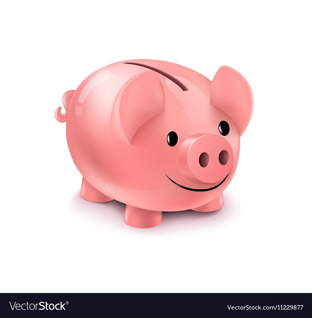 Керамическая свинья копилка на белом фоне