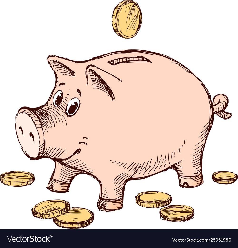 Свинья копилка рисовать