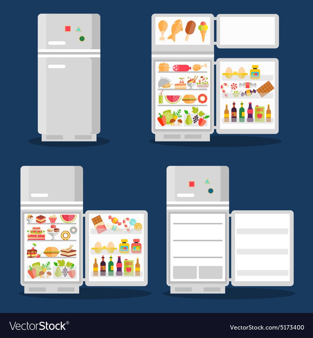 Открытый холодильник ночью