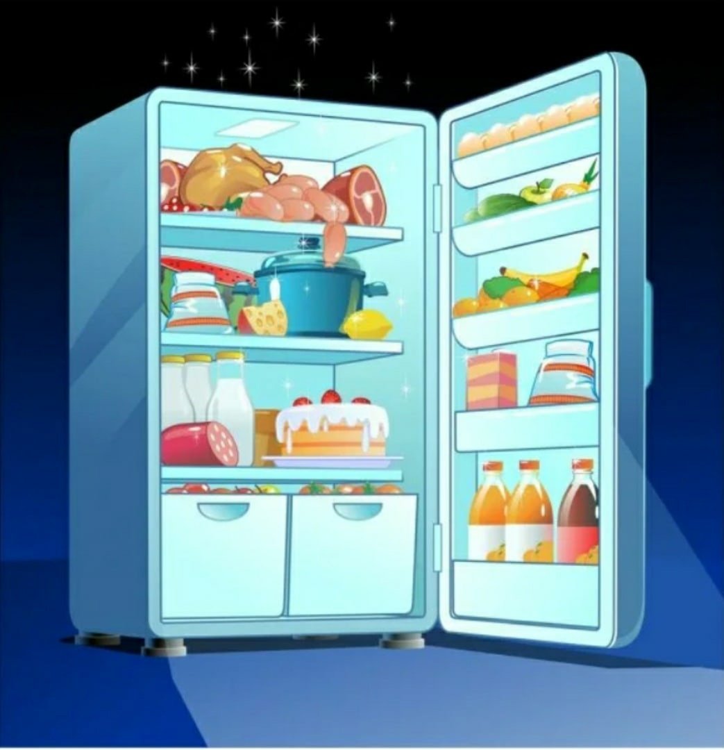 Мультяшный открытый и закрытый холодильник