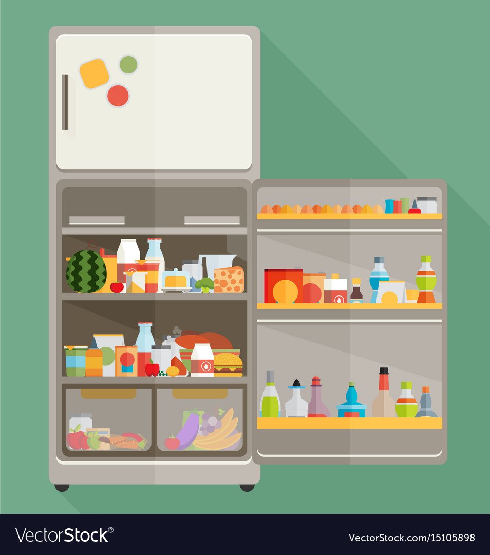 Открытый холодильник рисунок