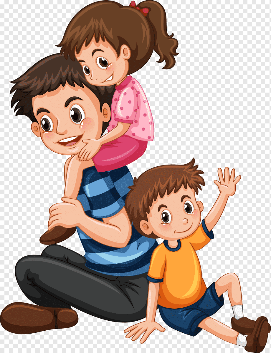 Папа с детьми мультяшка