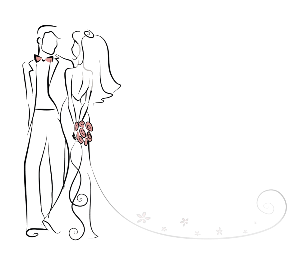 Изображение жениха и невесты для свадебных приглашений силуэты