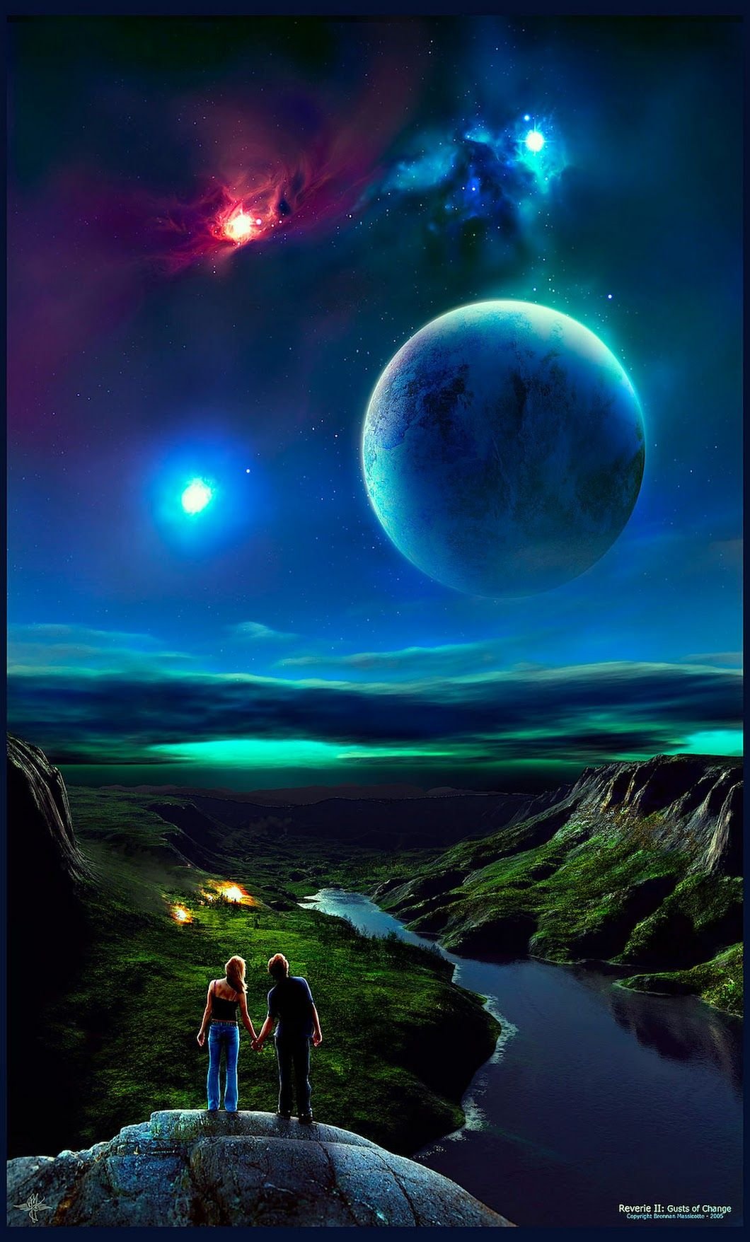 Фантастическое небо с планетами