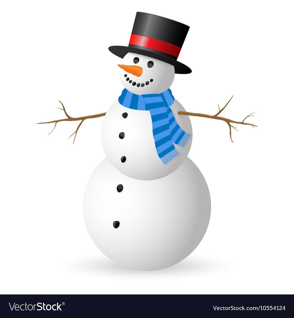 Модный Снеговик на белом фоне