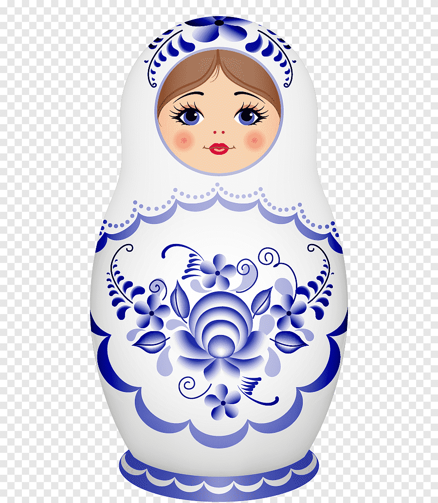 Матрешка Гжельская роспись