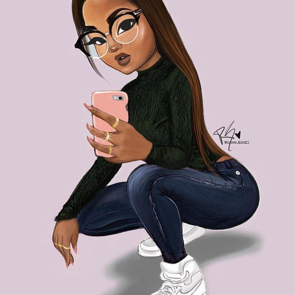 Мультяшная современная девушка