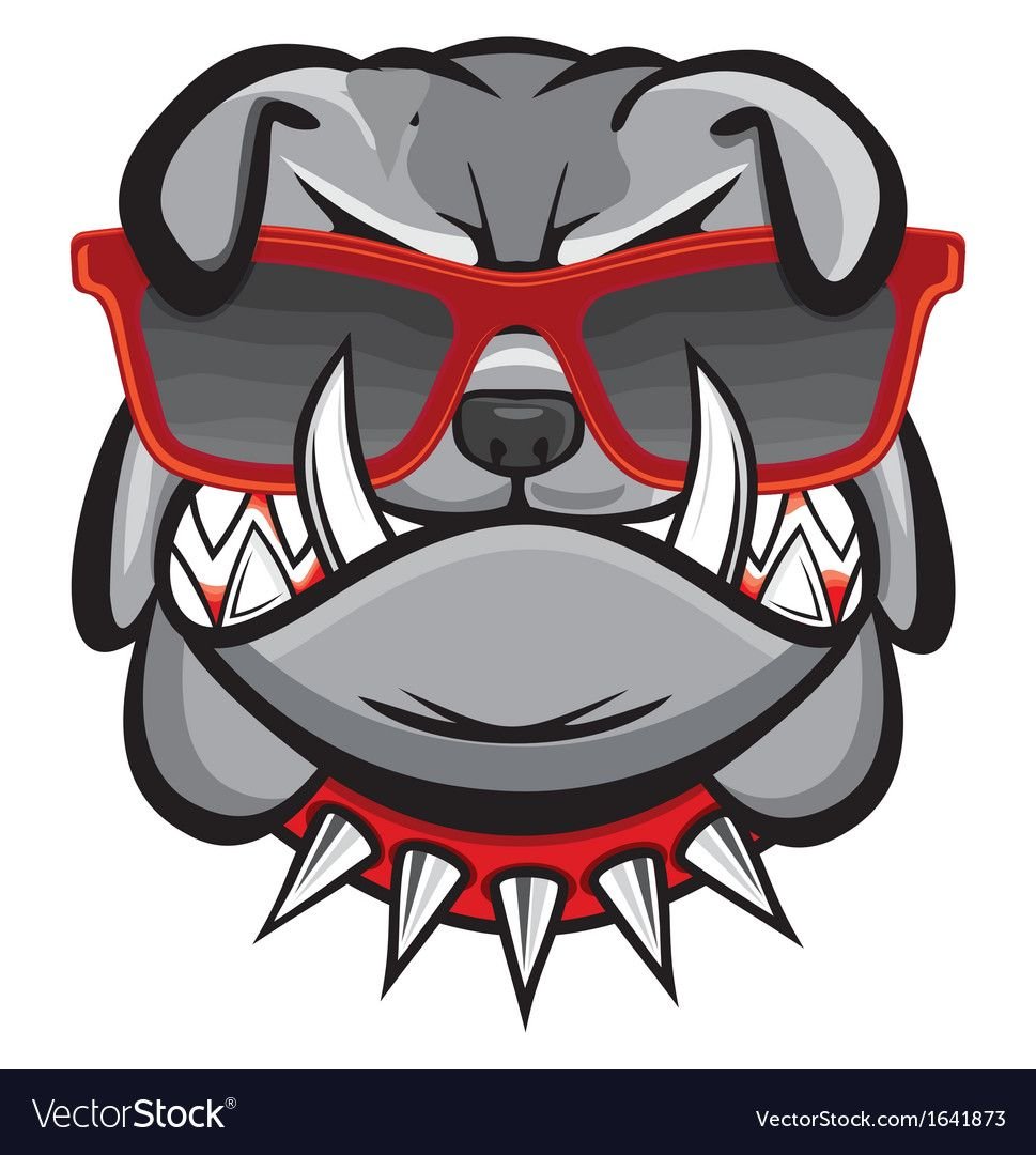 Мультяшный злой бульдог в очках